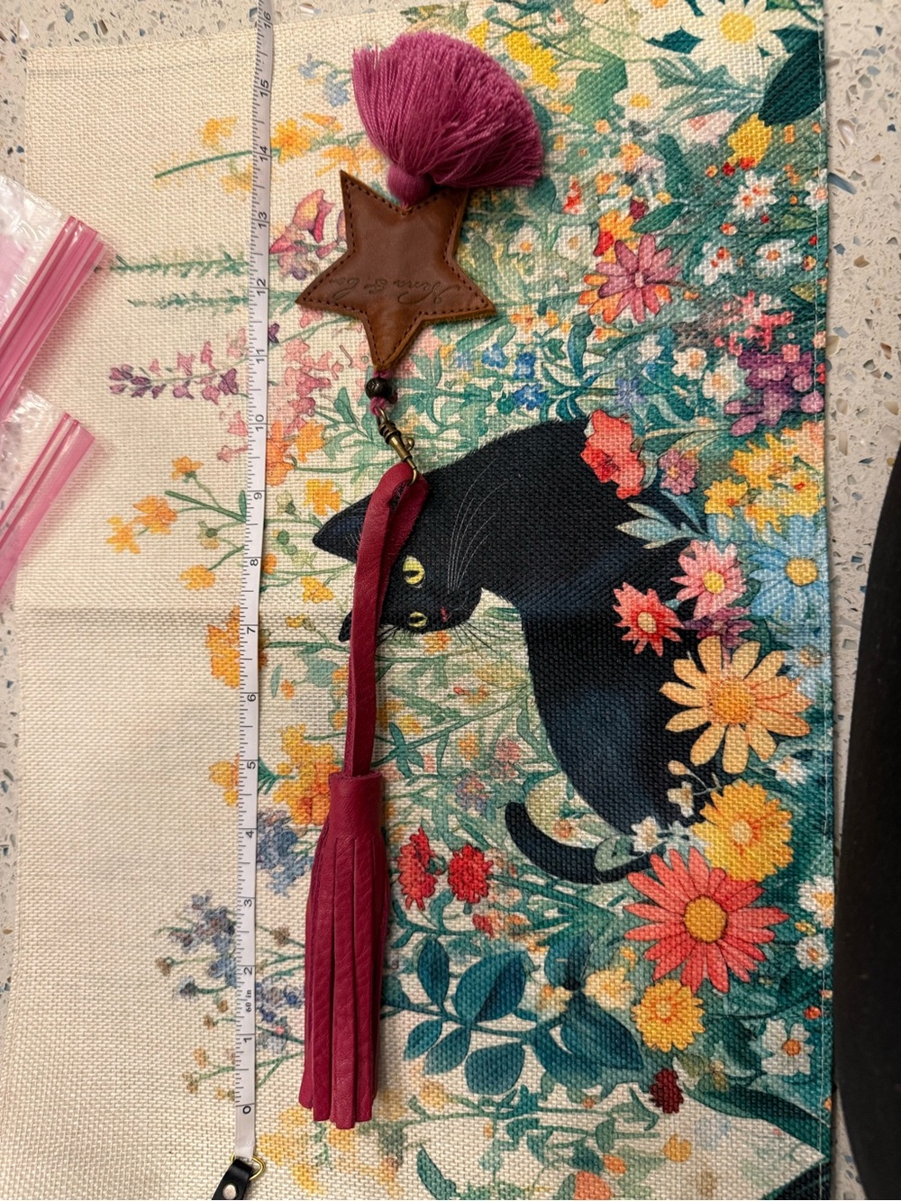 Nena and Co Leather Star with Pink Tassel Charm